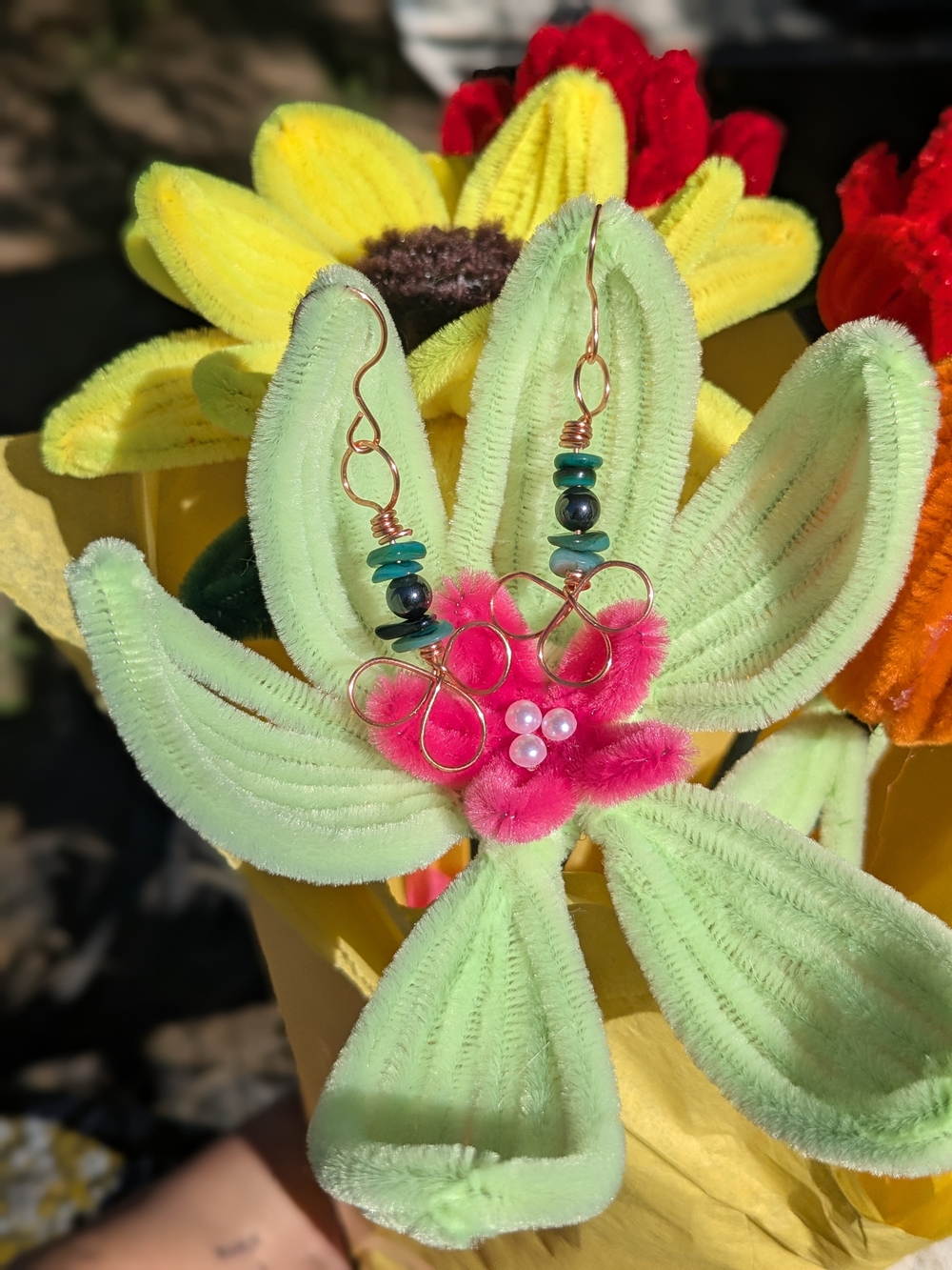Copper & Hematite Earrings, vitality, grounding stone,